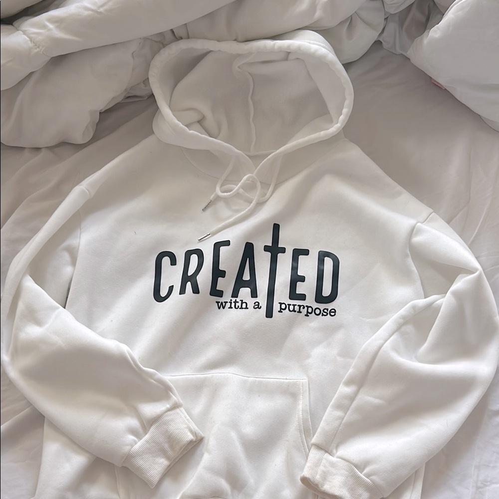 White Hoodie with Black Text
